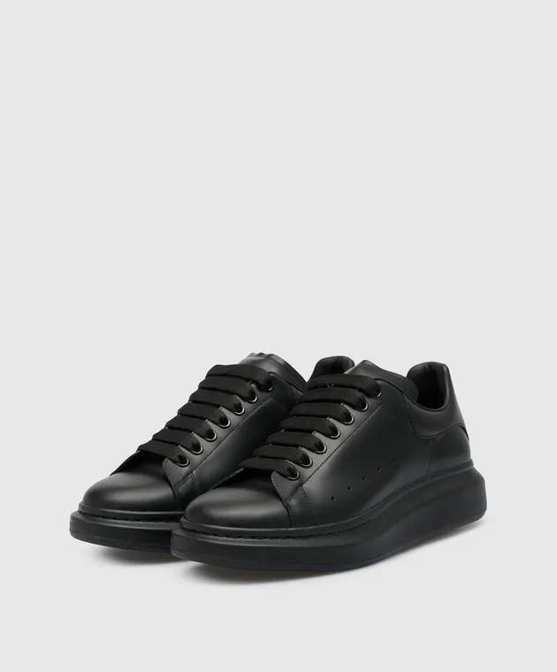 Alexander McQueen Black leather sneakers with logo