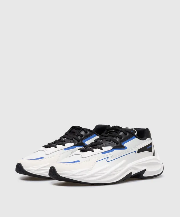 Balmain Blue Run-Row combo sneakers with logo