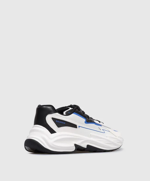 Balmain Blue Run-Row combo sneakers with logo