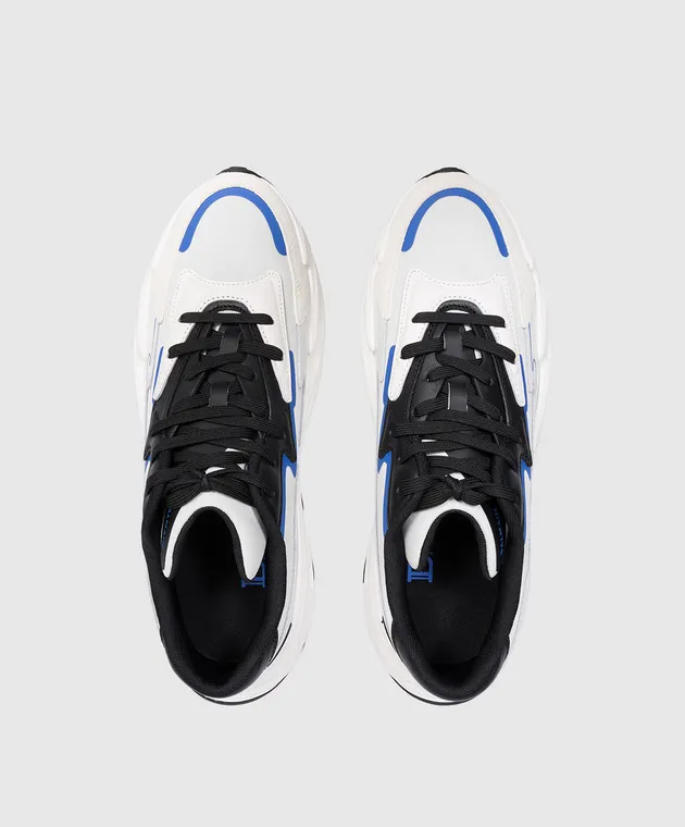 Balmain Blue Run-Row combo sneakers with logo