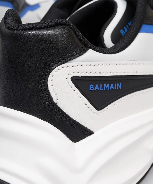 Balmain Blue Run-Row combo sneakers with logo