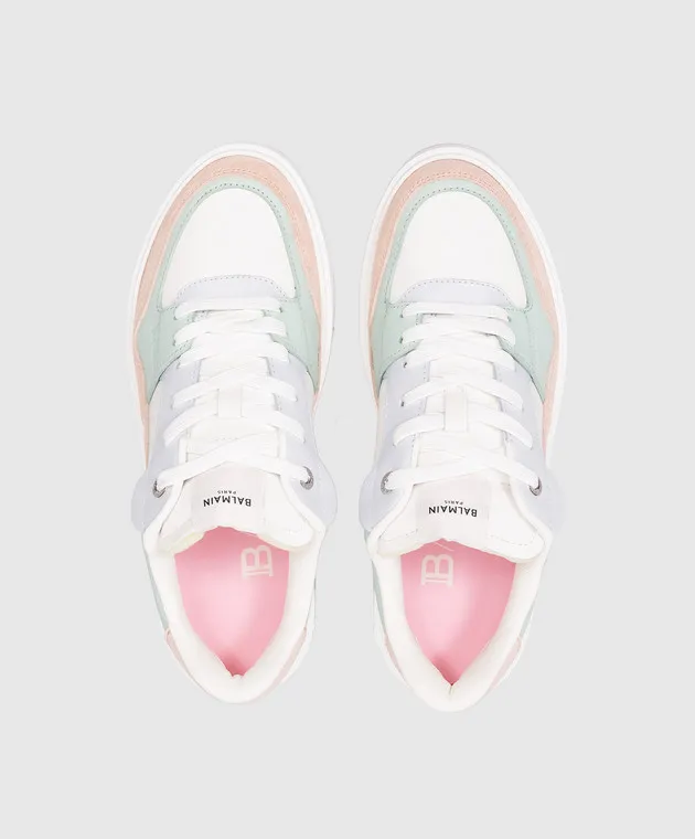 Balmain White leather B-Court Flip sneakers with logo