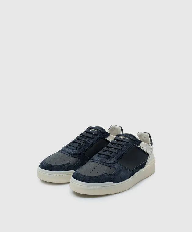 Brunello Cucinelli Blue leather Basket sneakers with logo