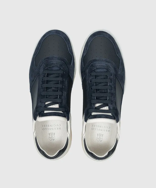 Brunello Cucinelli Blue leather Basket sneakers with logo