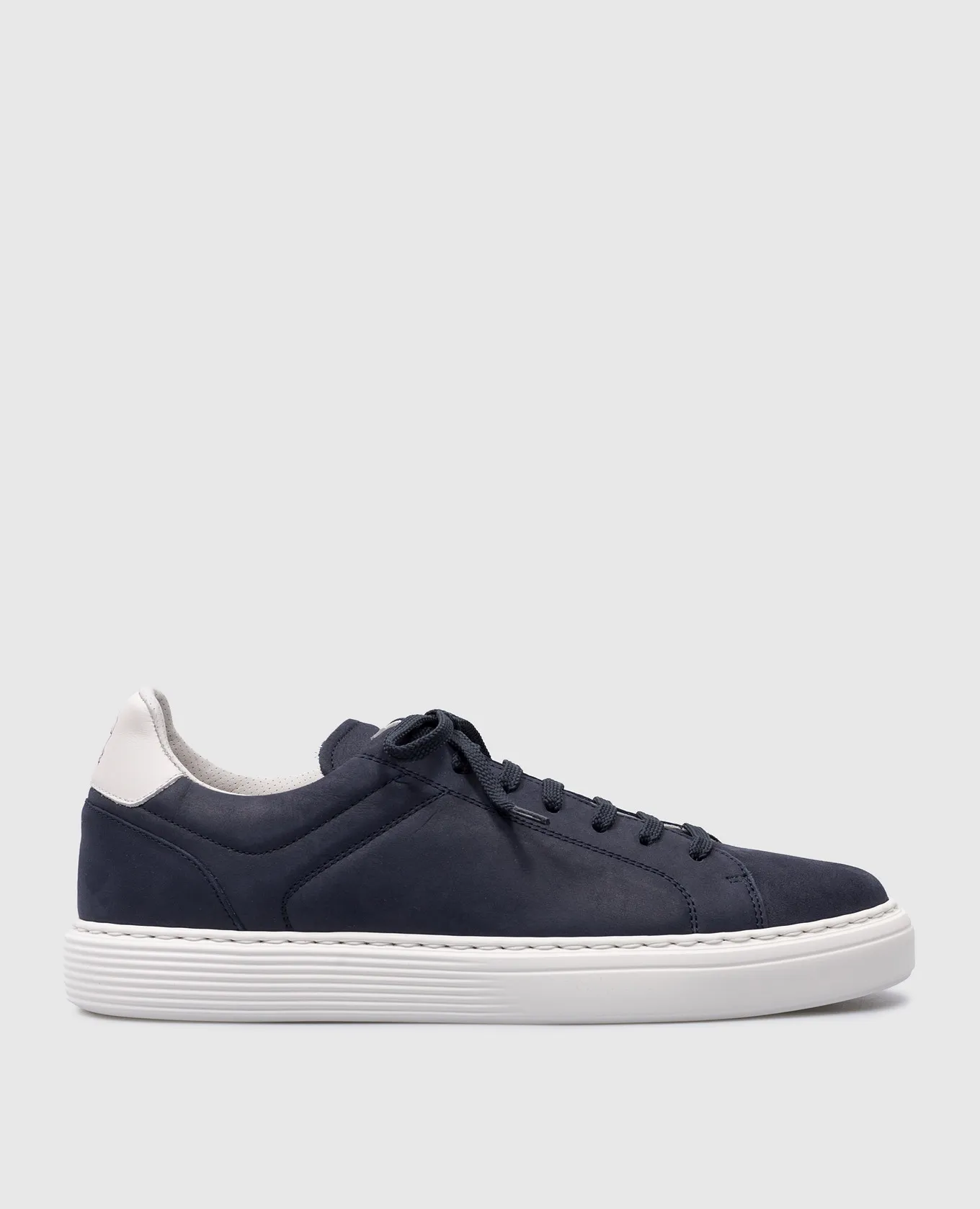 Brunello Cucinelli Blue nubuck sneakers with logo