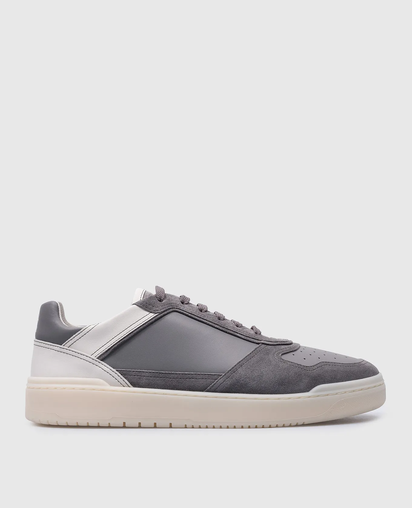 Brunello Cucinelli Gray leather sneakers with logo patch