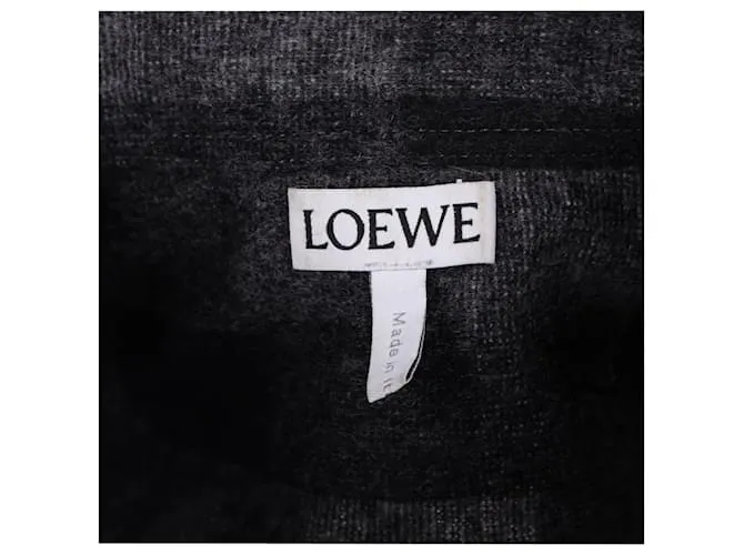 Camisa Loewe Asimétrica Cuadros Lana Gris 