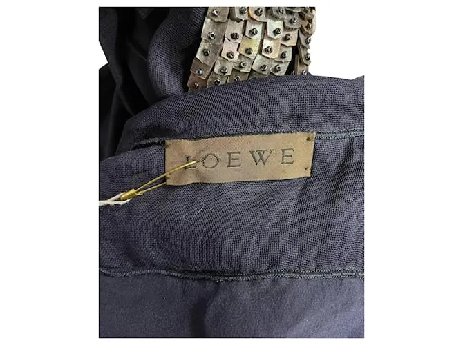 Camiseta con adornos Loewe en seda azul 