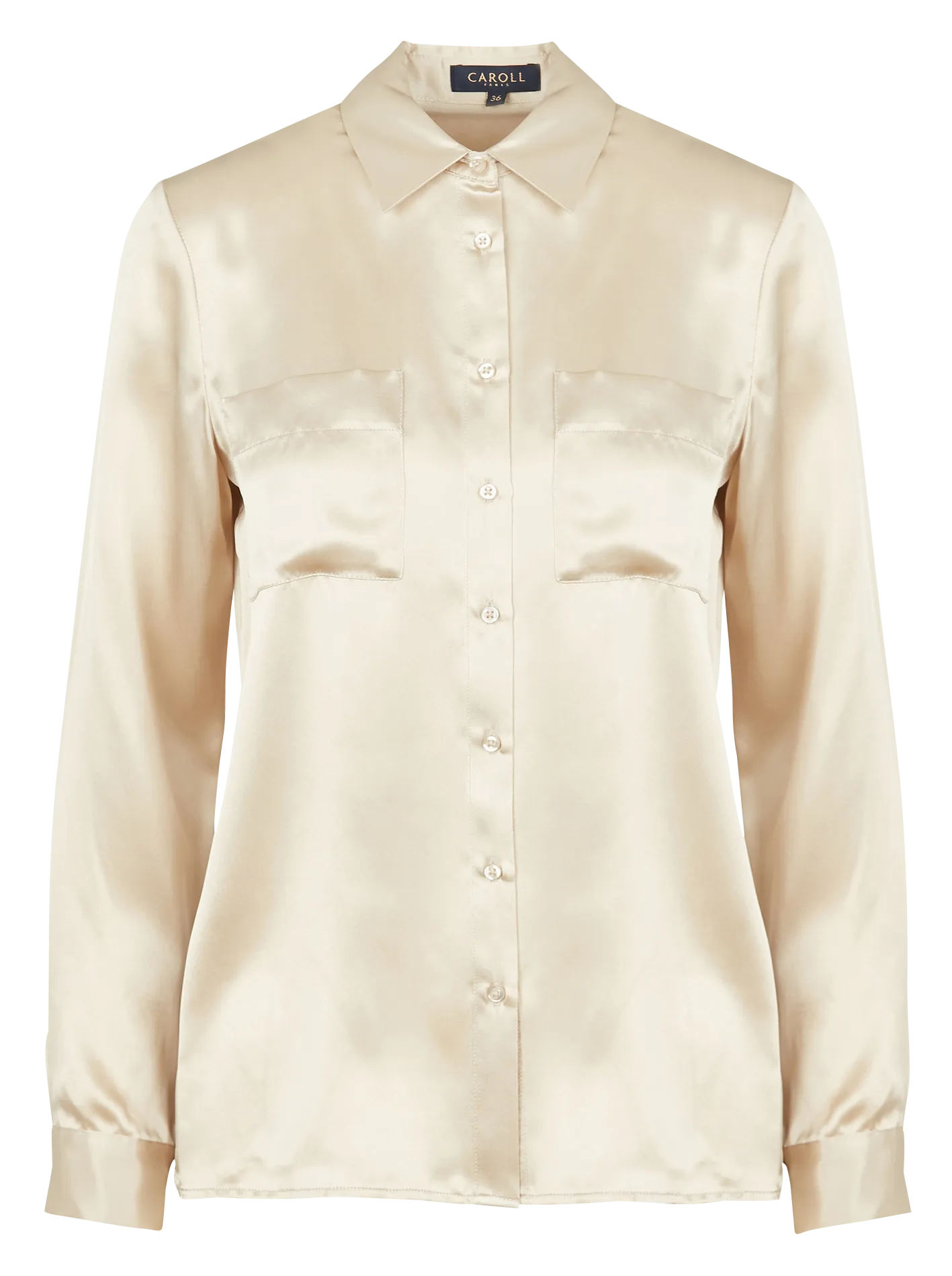 CAROLL JEANNEB - Camisa de seda con cuello clásico en beige