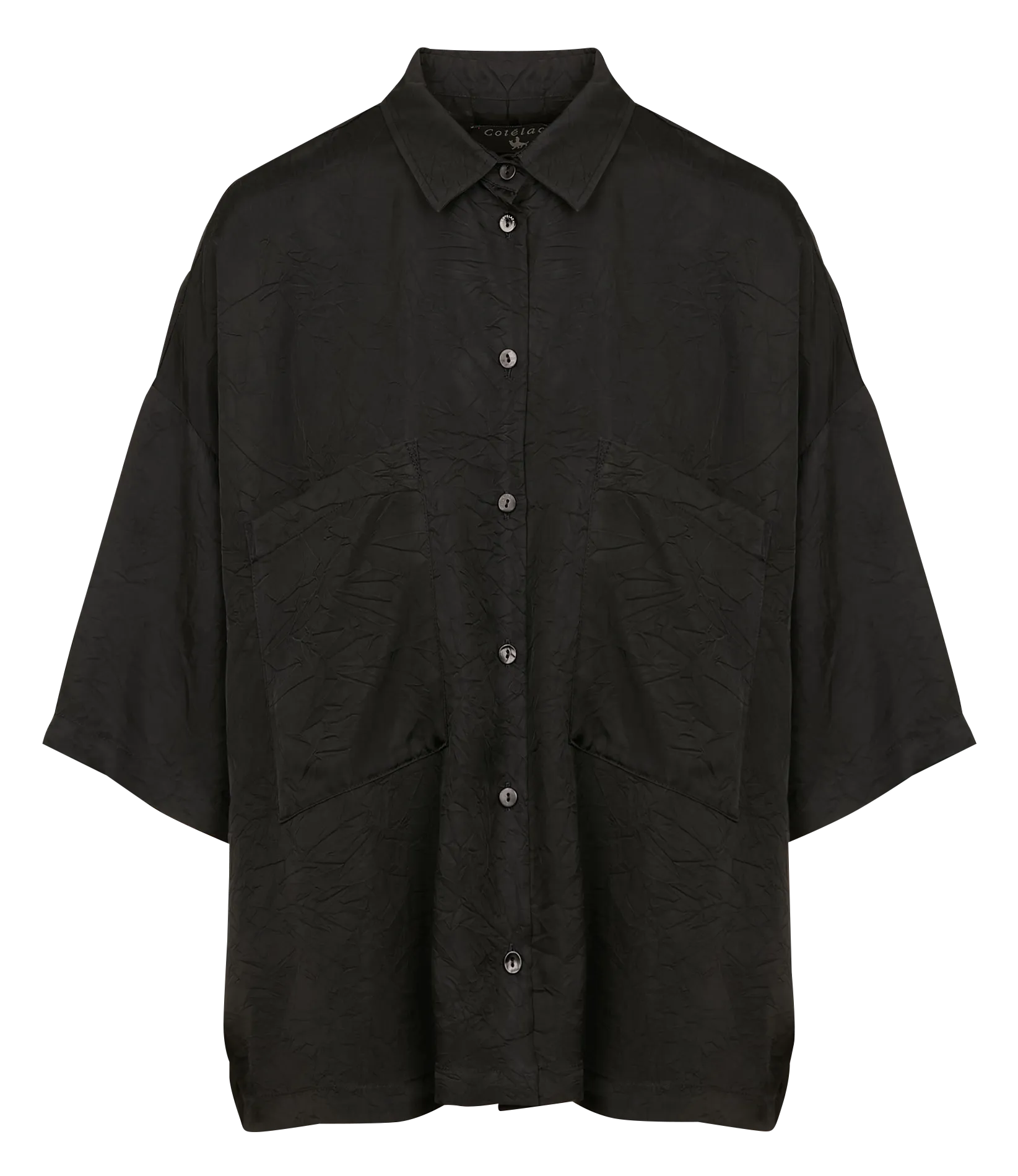 COTELAC Camisa a rayas con cuello clásico en negro