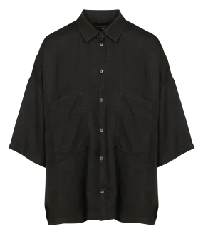 COTELAC Camisa a rayas con cuello clásico en negro