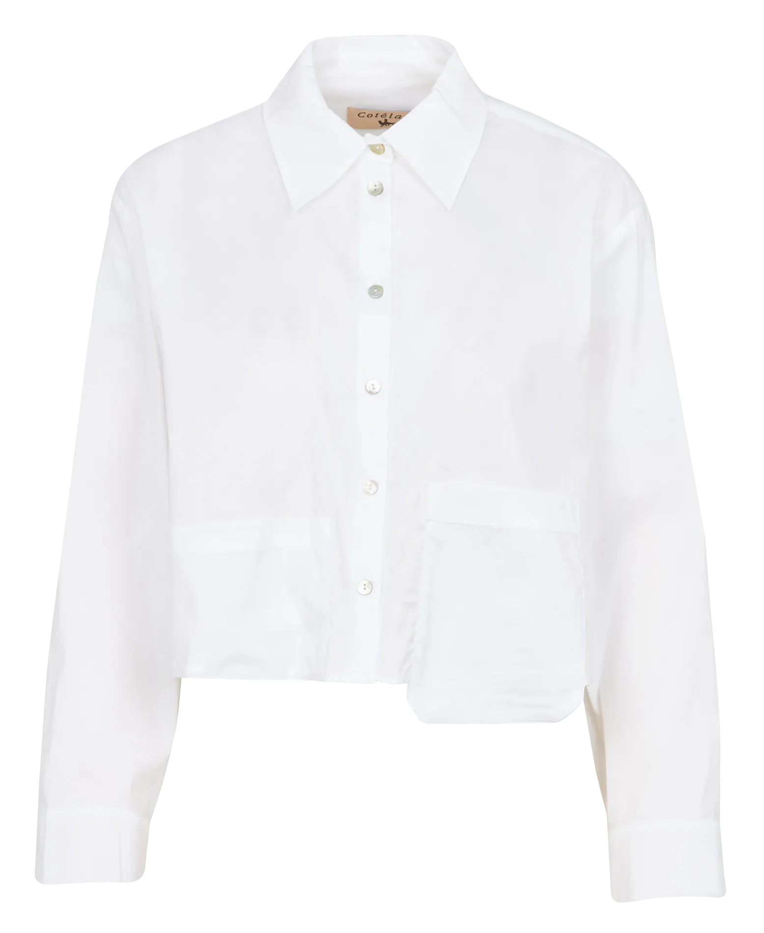 COTELAC Camisa corta holgada de mezcla de algodón en blanco