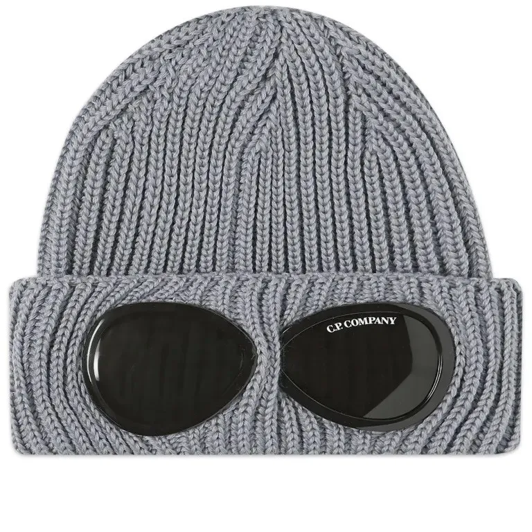 C.P. COMPANY GOGGLE BEANIE GREY MELANGE