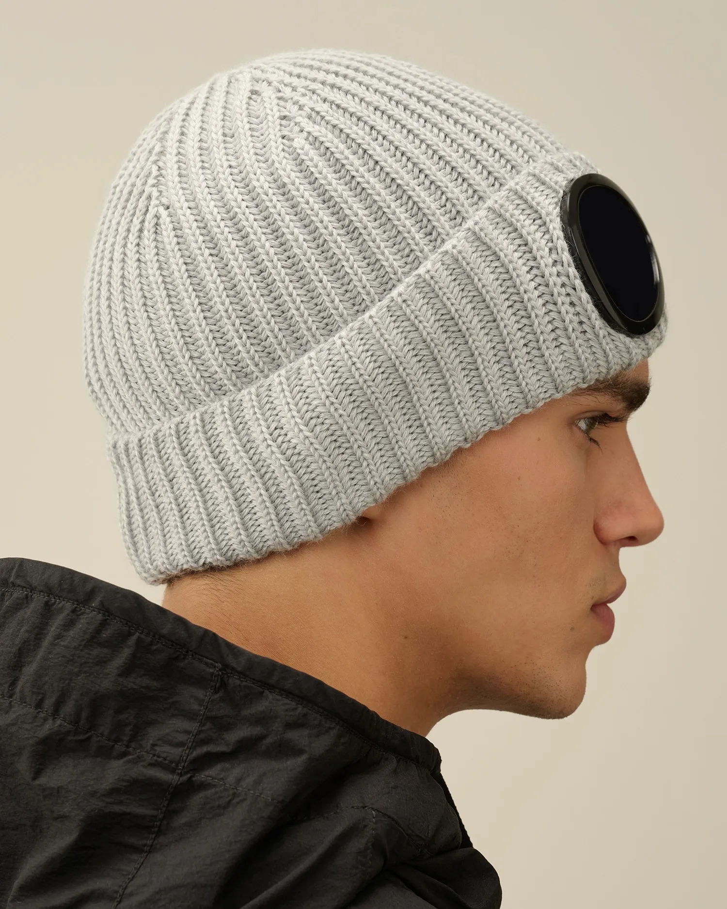 C.P. COMPANY GOGGLE BEANIE MOON MELANGNE