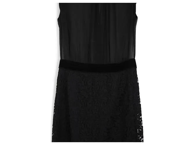 Dolce & Gabbana Vestido Midi Sin Mangas De Encaje Y Transparencia Negro 