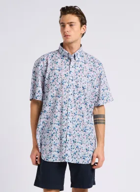 EDEN PARK Camisa regular fit de algodón con estampado floral en blanco