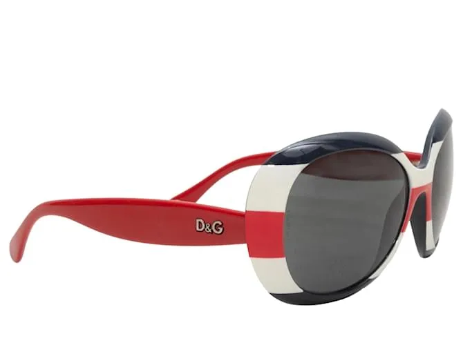 Gafas de sol de gran tamaño a rayas D&G rojas y multicolores 