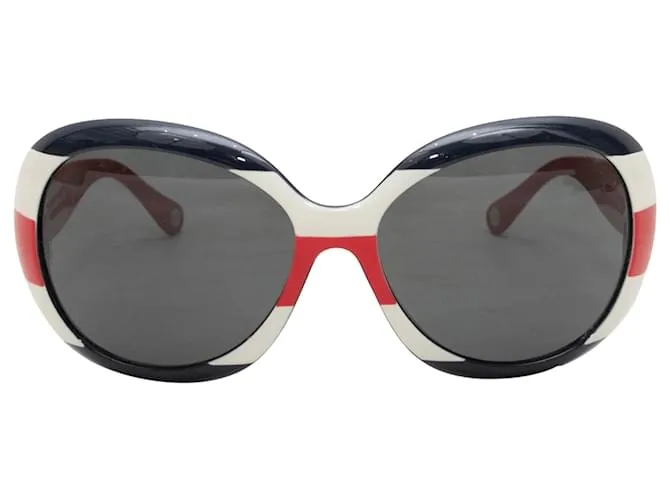 Gafas de sol de gran tamaño a rayas D&G rojas y multicolores 