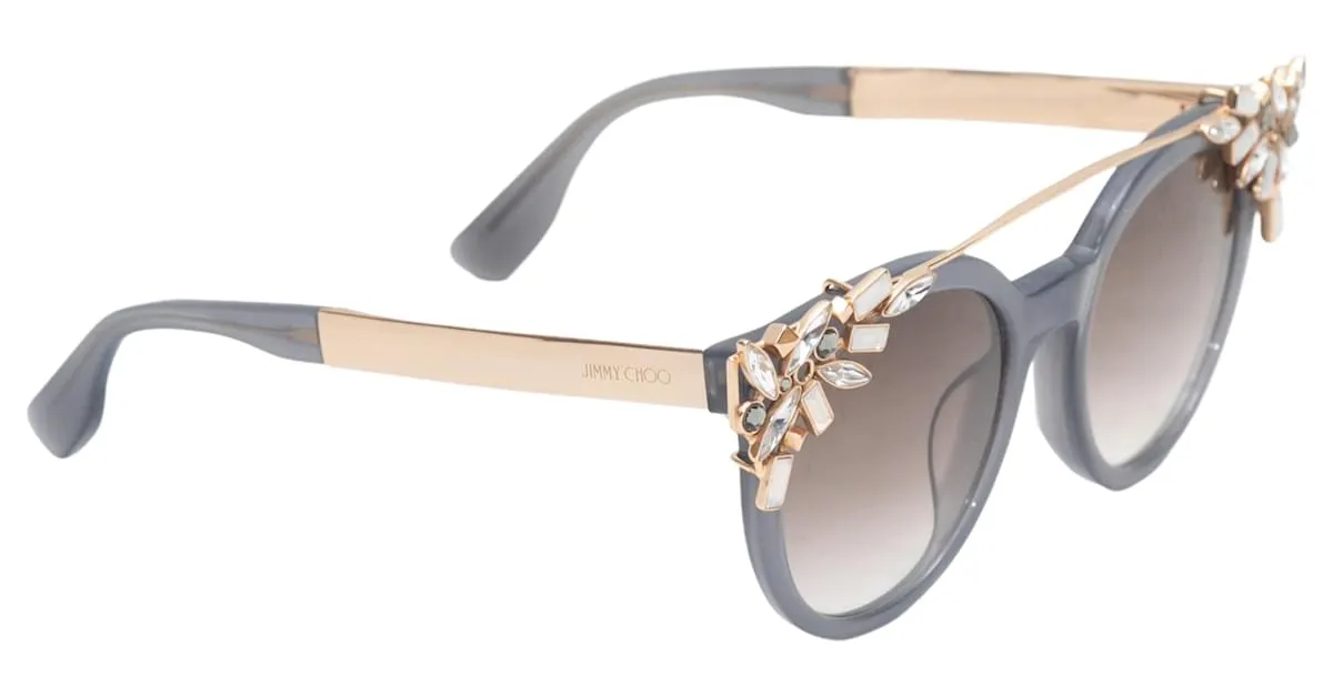 Gafas de sol grises Jimmy Choo adornadas con cristales 