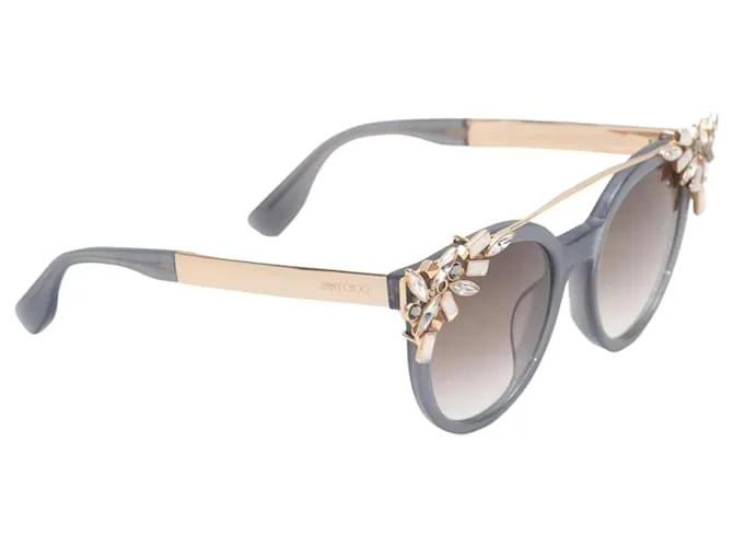 Gafas de sol grises Jimmy Choo adornadas con cristales 