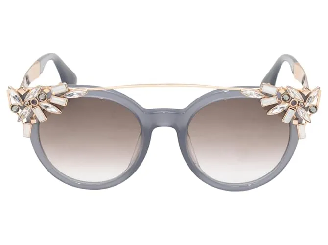 Gafas de sol grises Jimmy Choo adornadas con cristales 