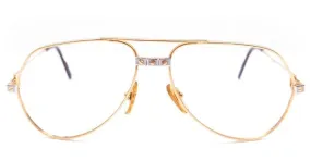 GAFAS VINTAGE CARTIER SANTOS 5614 PLATO DE ORO DORADO + CAJA DE GAFAS DE ORO 