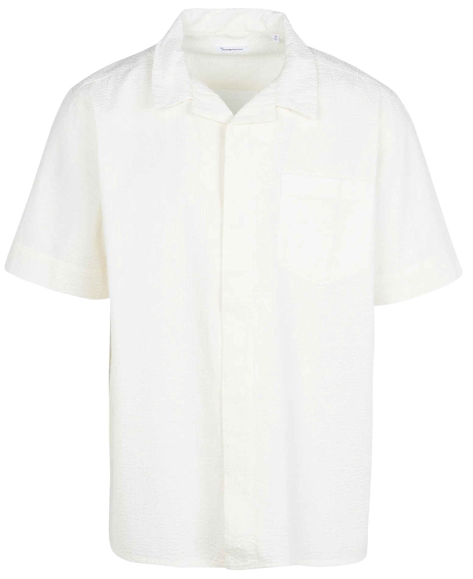 KNOWLEDGE COTTON APPAREL Camisa de algodón orgánico con cuello clásico en blanco