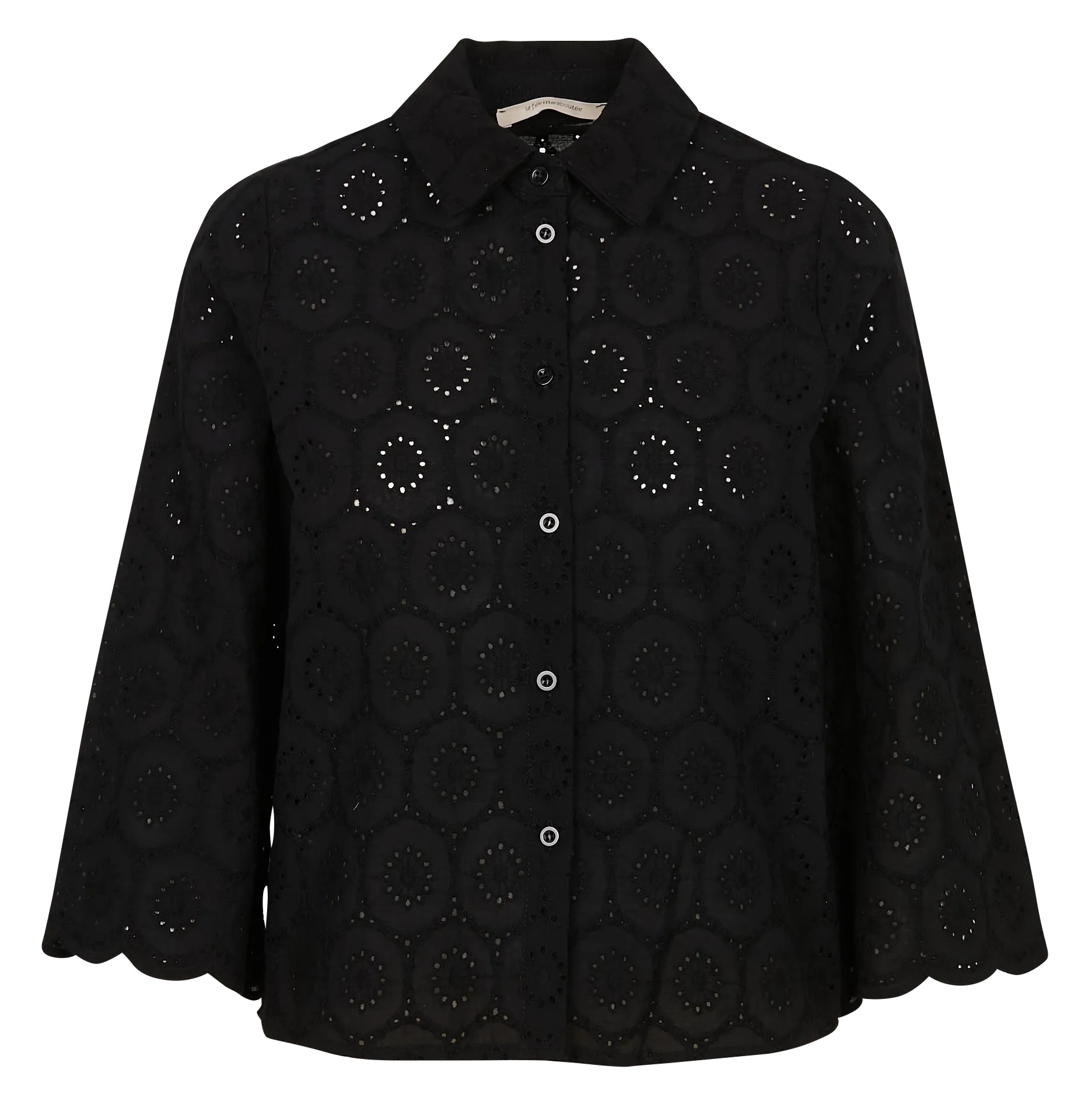 LA FEE MARABOUTEE Camisa de algodón con cuello clásico en negro