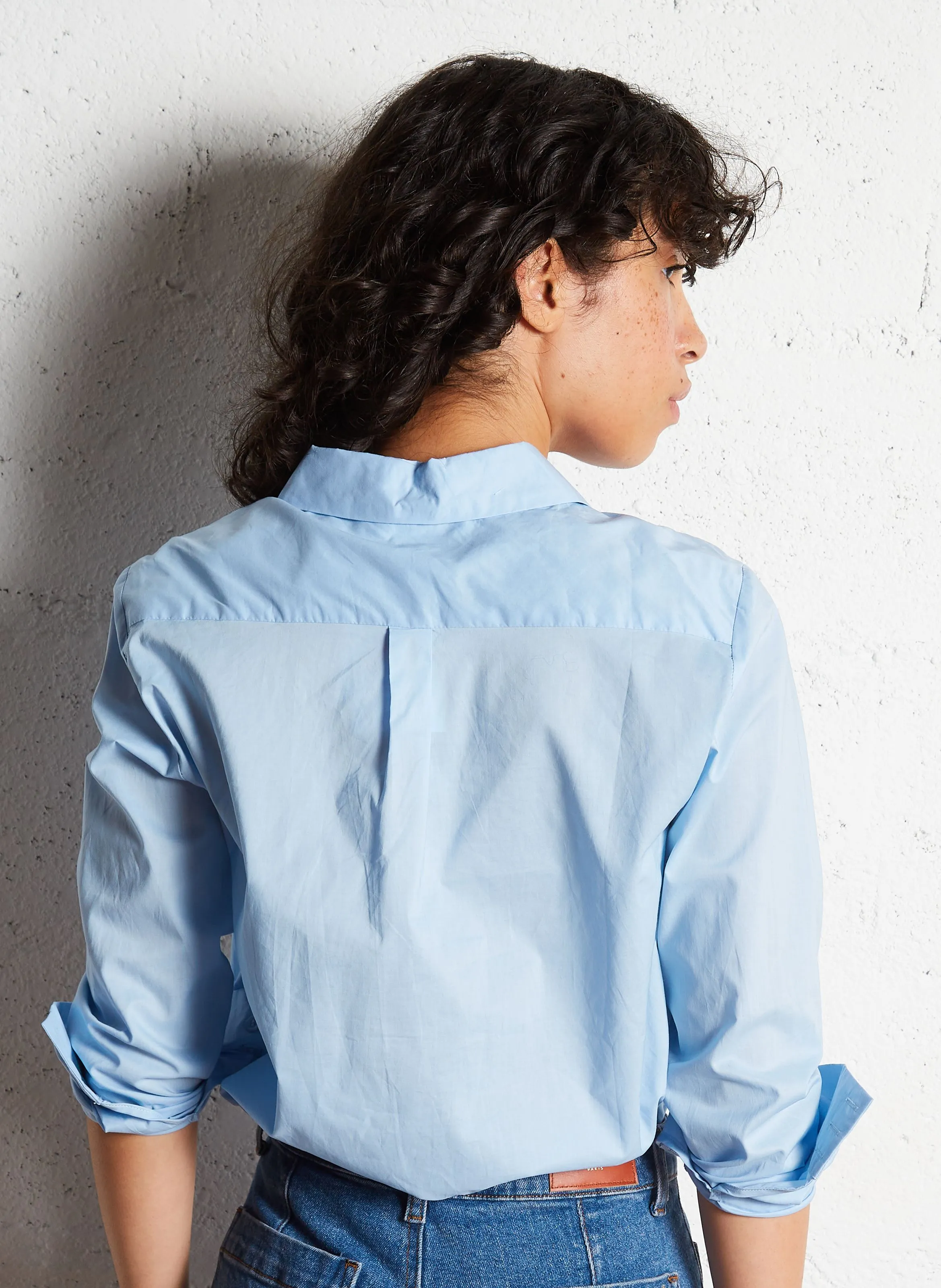 LA PETITE ETOILE CARLI - Camisa de algodón recta en azul