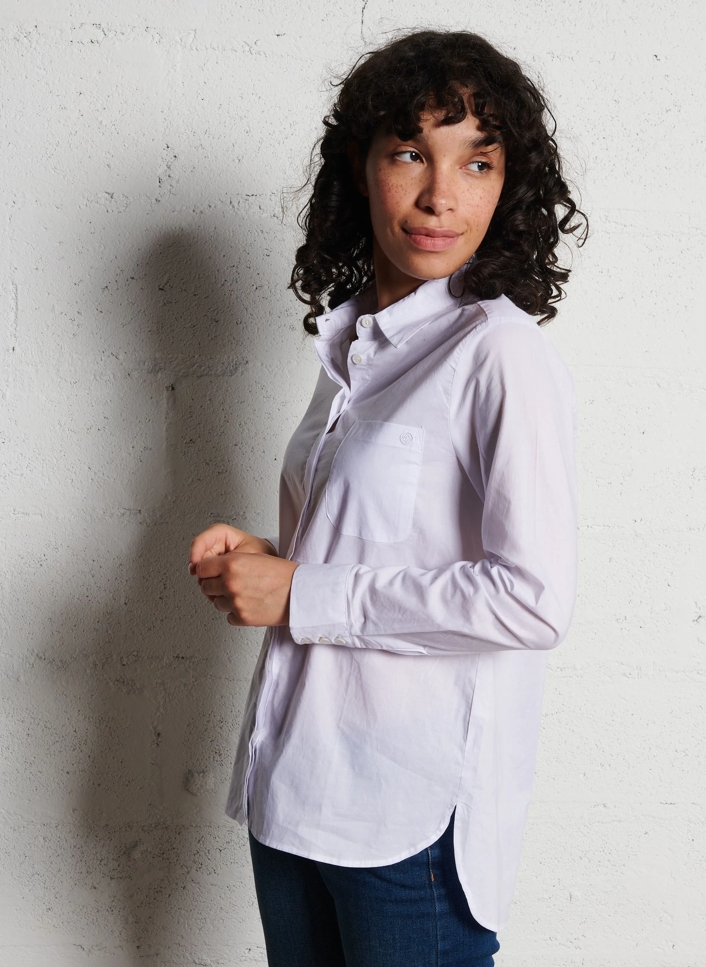 LA PETITE ETOILE CARLI - Camisa de algodón recta en blanco