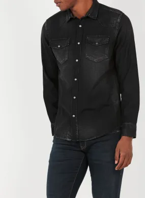 LE TEMPS DES CERISES JUANITO - Camisa regular fit de algodón con cuello clásico en negro