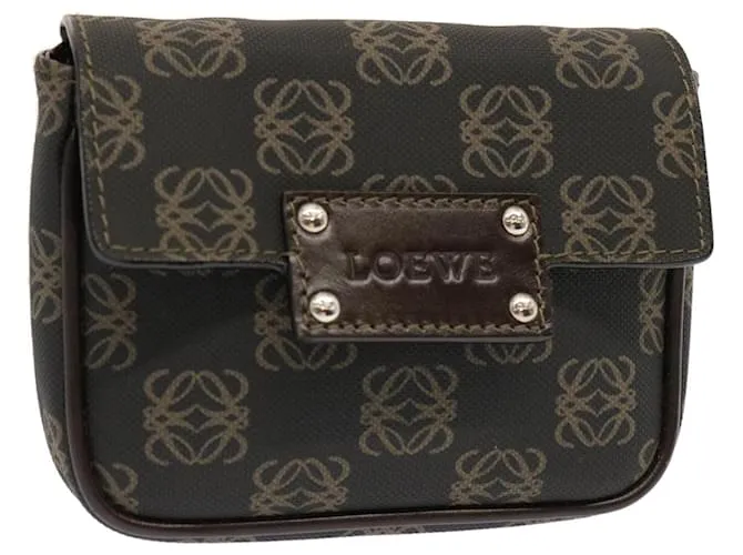 LOEWE Estuche Anagrama PVC Negro Marrón Auth 70314 Castaño 