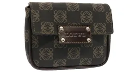 LOEWE Estuche Anagrama PVC Negro Marrón Auth 70314 Castaño 