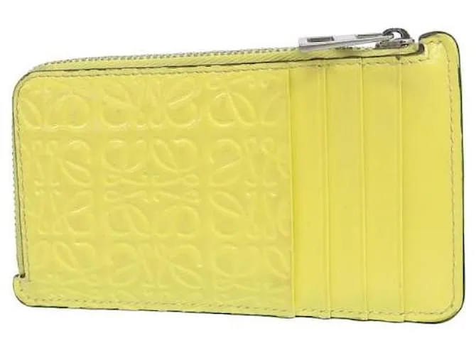 Loewe Estuche para tarjetas de charol con anagrama en muy buen estado Amarillo 