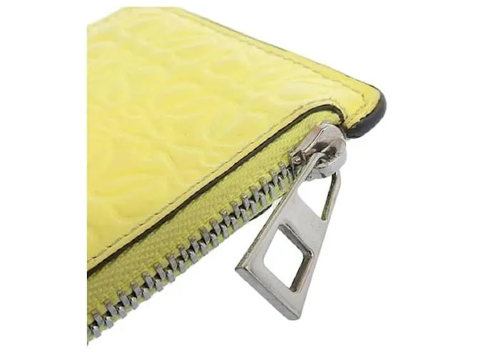 Loewe Estuche para tarjetas de charol con anagrama en muy buen estado Amarillo 