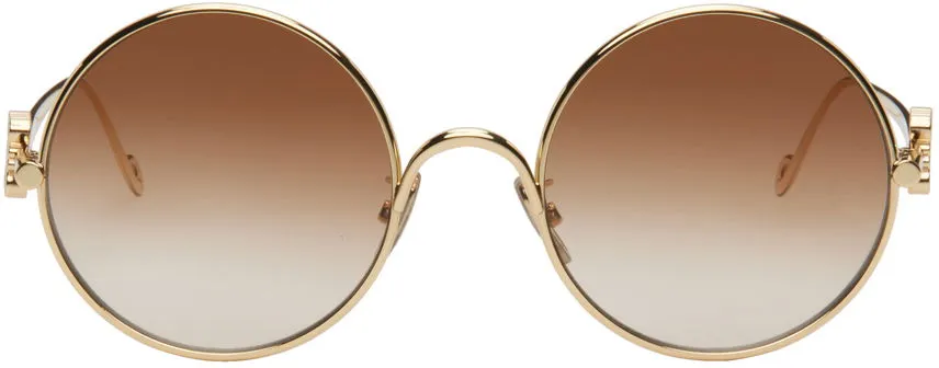 Loewe Gold Anagram Round Sunglasses