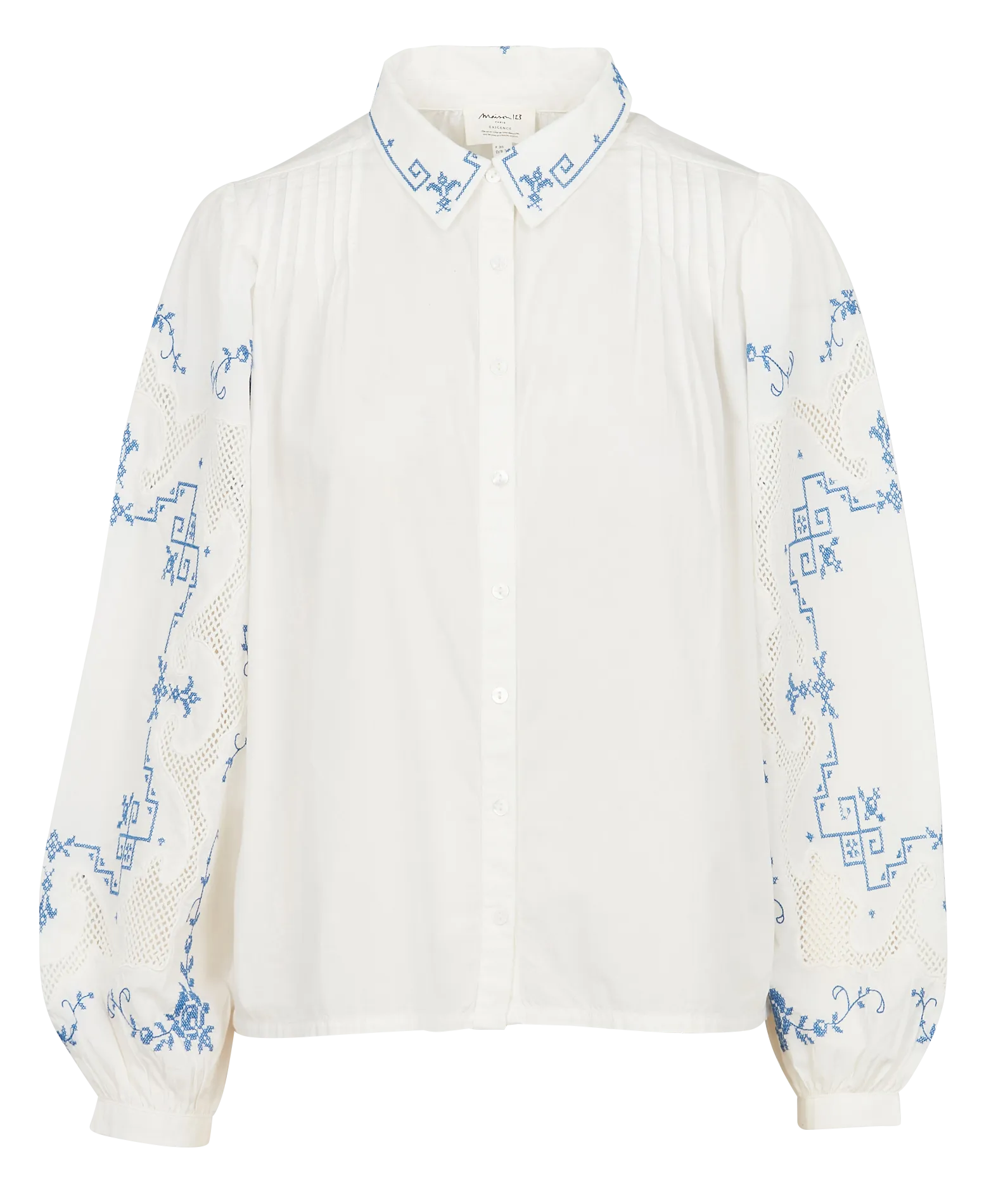 MAISON 123 CLEMENTINE - Camisa de algodón con cuello clásico en blanco