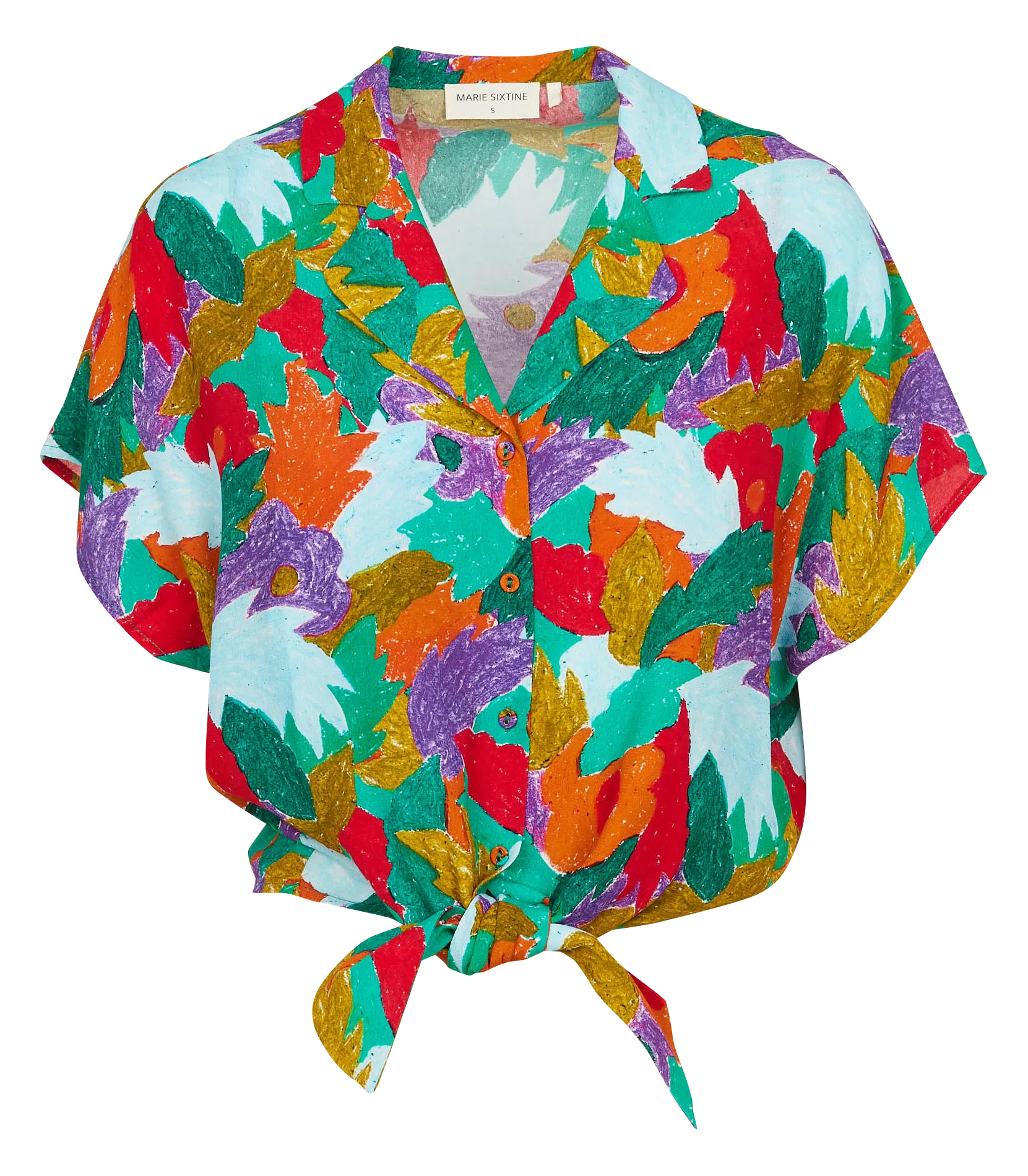 MARIE SIXTINE WAYNE - Camisa fluida con cuello sastre anudable en multicolor