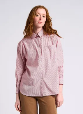 MAX&Co. INIZIO - Camisa de algodón a rayas con cuello clásico en multicolor