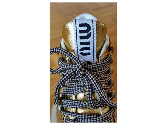 MIU MIU SNEAKERS MAXI SUELA GRANDE ORO Dorado 