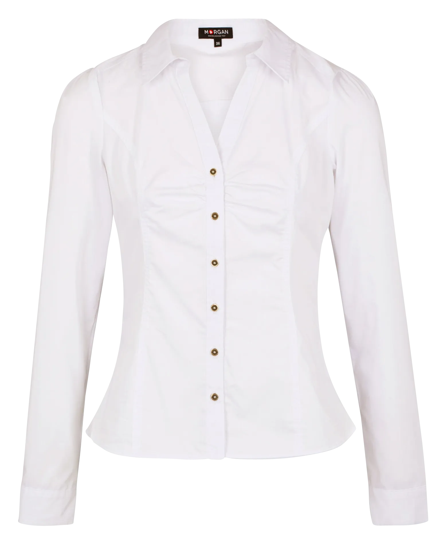 MORGAN CARAM1.N - Camisa de mezcla de algodón con cuello clásico en blanco