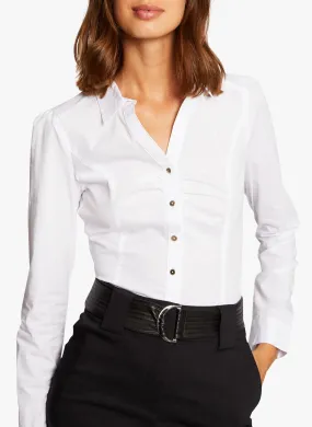 MORGAN CARAM1.N - Camisa de mezcla de algodón con cuello clásico en blanco