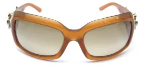 NUEVAS GAFAS DE SOL BULGARI FLORES DE CRISTAL SWAROVSKY 856-B + CASO Castaño 