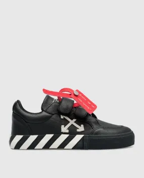 Off-White Children's black Vulcanized leather sneakers with logo