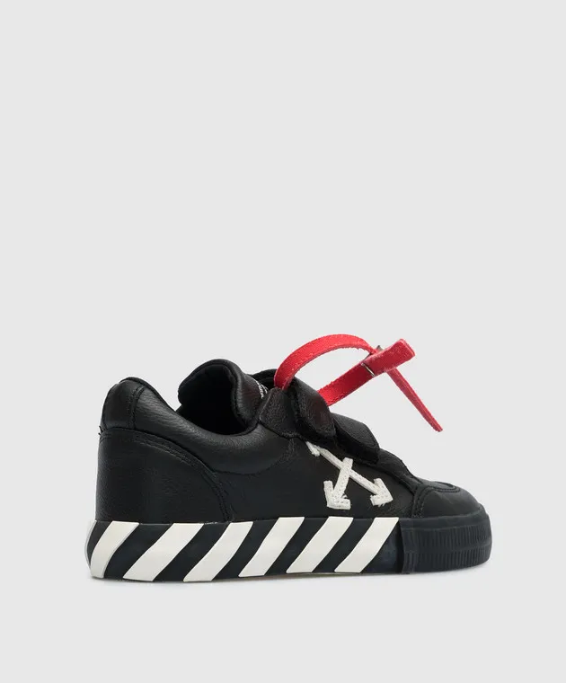 Off-White Children's black Vulcanized leather sneakers with logo