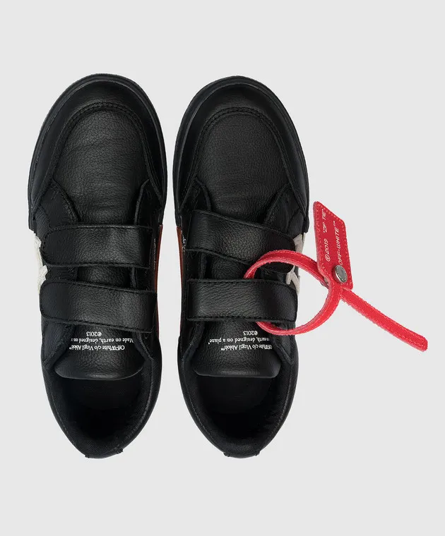 Off-White Children's black Vulcanized leather sneakers with logo