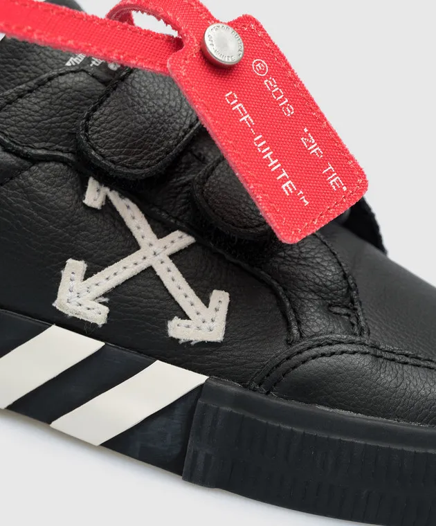 Off-White Children's black Vulcanized leather sneakers with logo