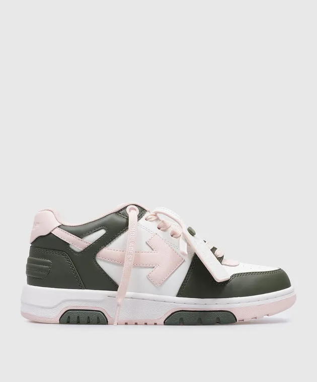 Off-White Pink leather sneakers with embossed logo