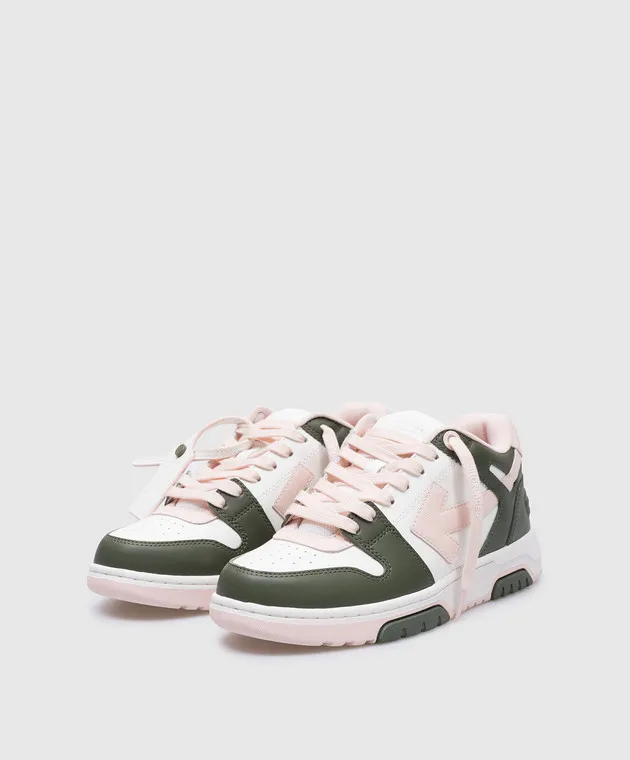 Off-White Pink leather sneakers with embossed logo