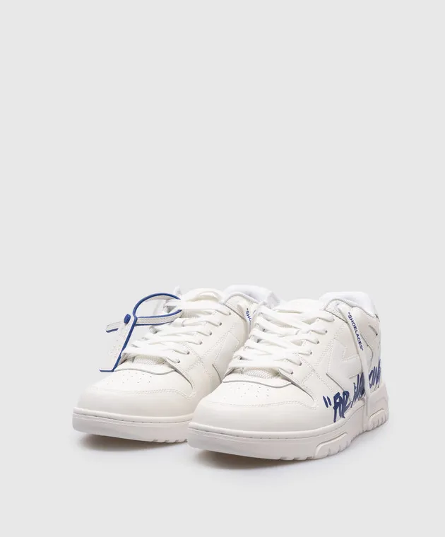 Off-White White leather sneakers "Out Of Office" with an inscription print